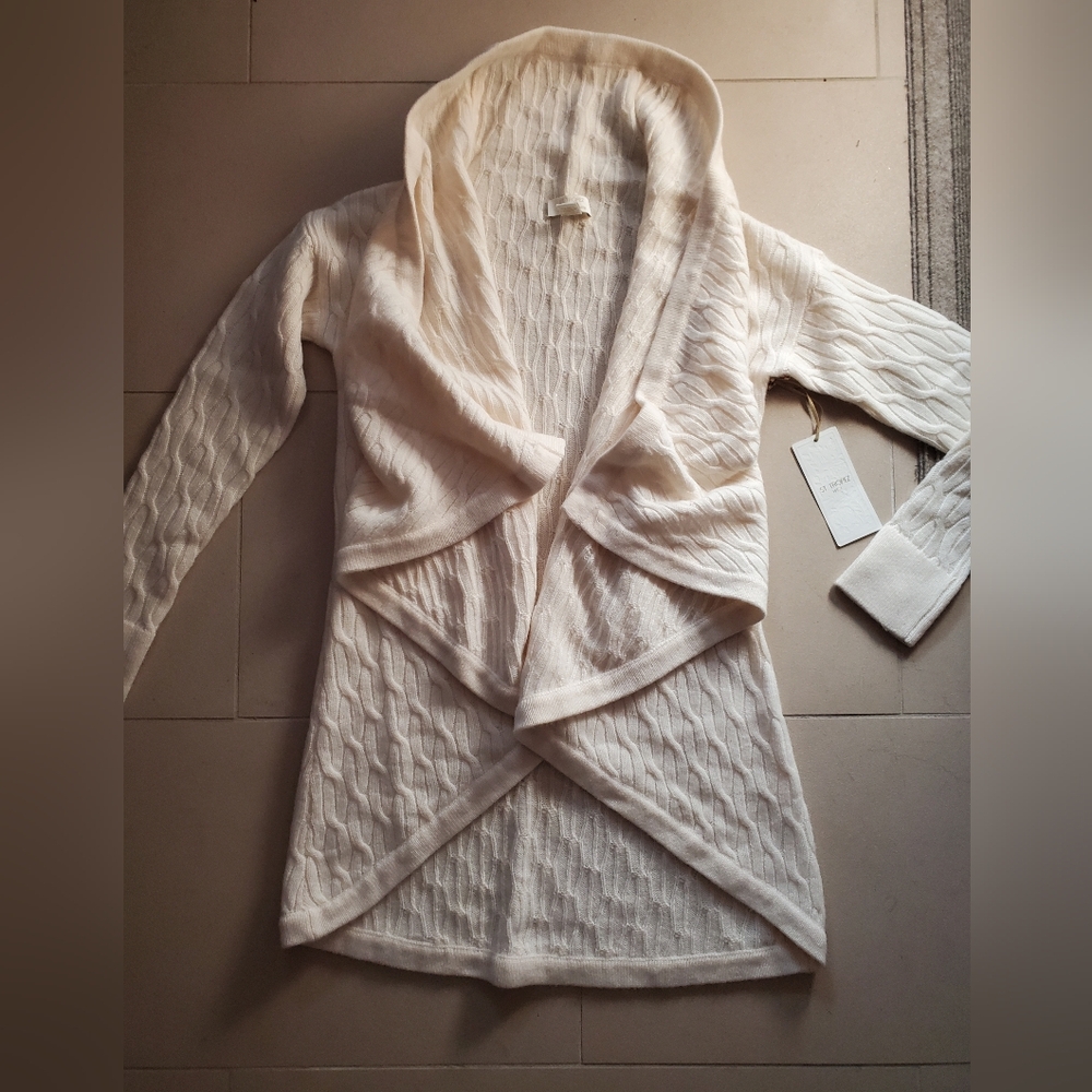 Women's Cream 2-Ply Cashmere Knit Cardigan